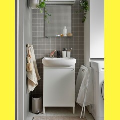 Mueble de lavabo con grifo 2 prtas, blanco, 50x83 cm